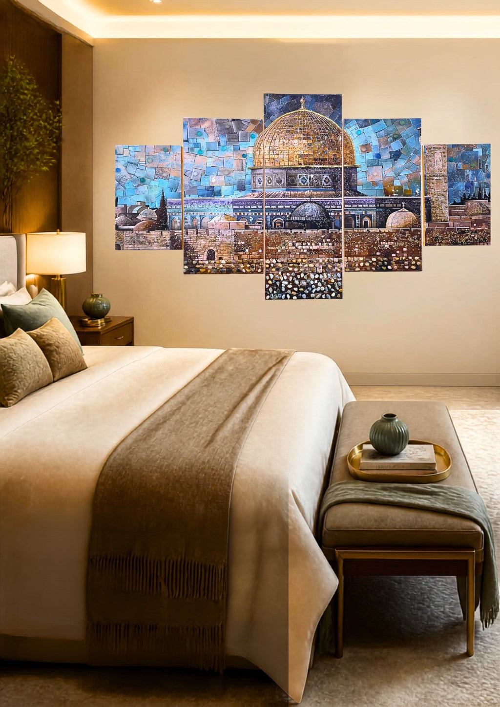 Emerald Dome displayed in an elegant neutral bedroom.