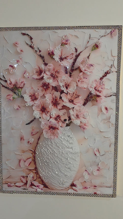 Video view of Blush Peony Vase, showing how its layered texture, reflective details and handcrafted embellishments respond to movement and light.