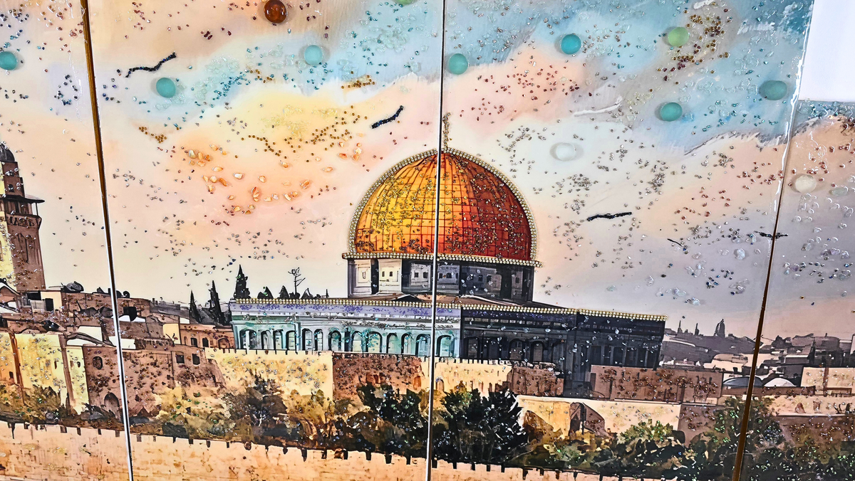 Golden Dome five-panel Jerusalem sunset mixed-media wall art — view 9