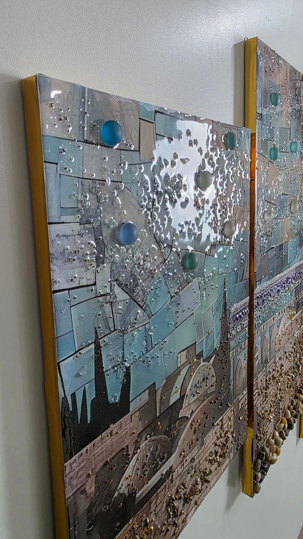 Emerald Dome five-panel Jerusalem mixed-media wall art — view 8