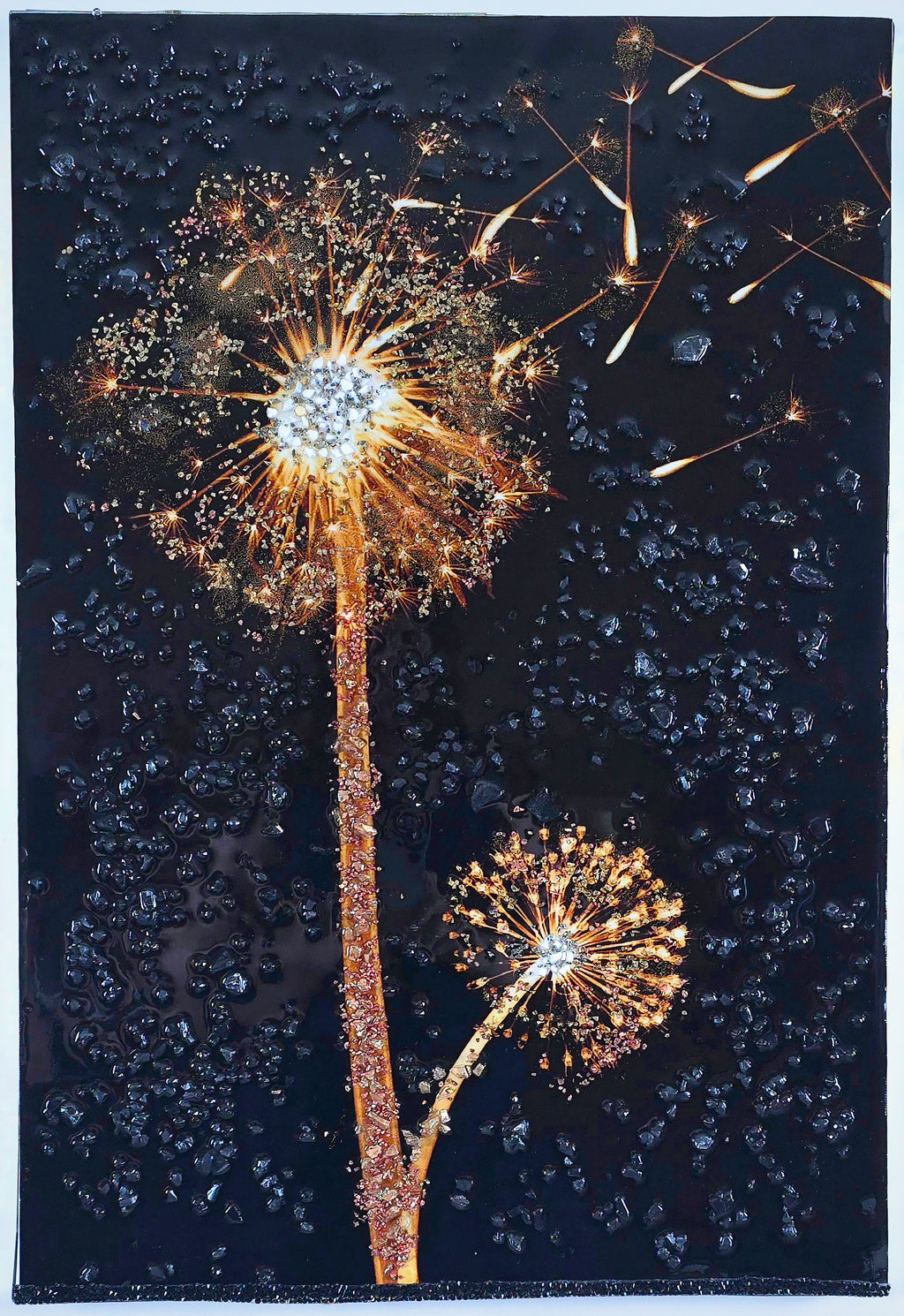 Whispers in the Wind three-panel dandelion mixed-media wall art — view 4