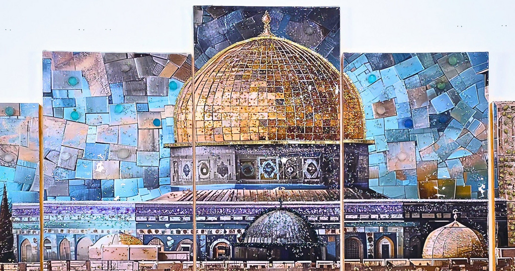 Emerald Dome five-panel Jerusalem mixed-media wall art — view 2