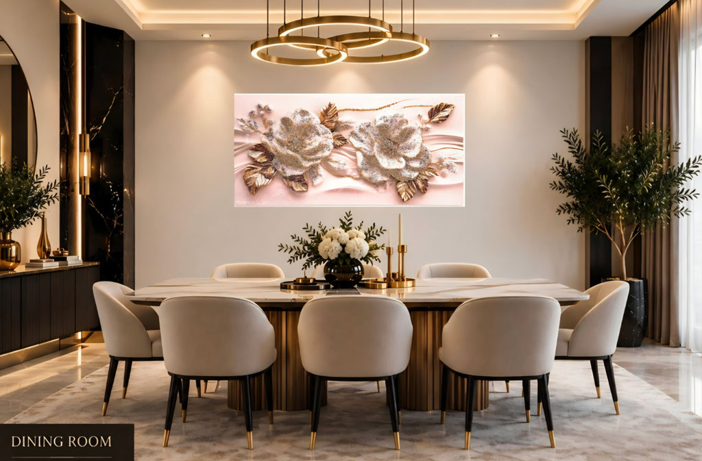 Glow of Hibiscus white and gold floral mixed-media wall art — view 9