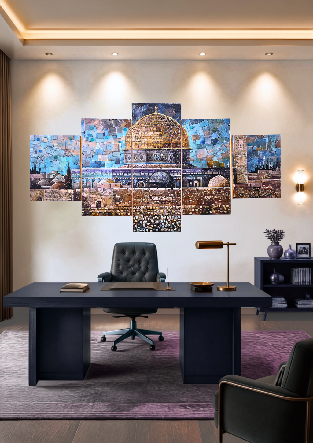 Emerald Dome five-panel Jerusalem mixed-media wall art — view 14