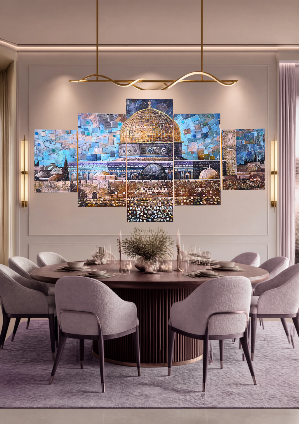 Emerald Dome five-panel Jerusalem mixed-media wall art — view 12