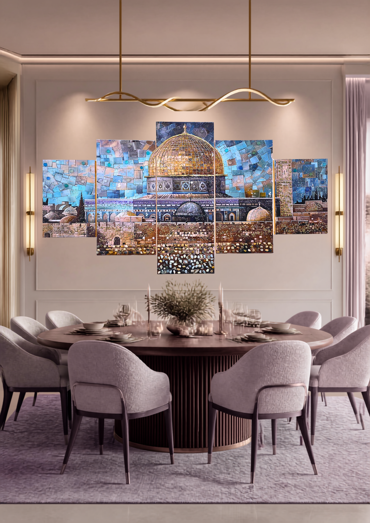 Emerald Dome five-panel Jerusalem mixed-media wall art — view 12