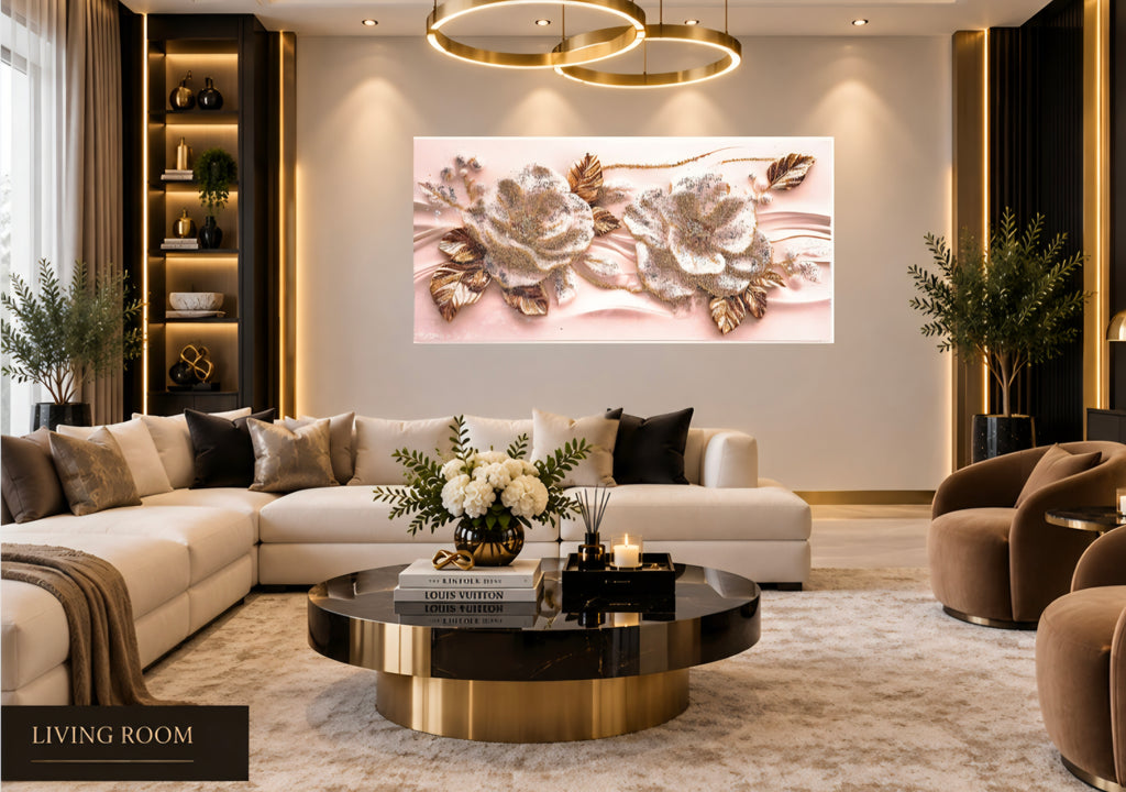 Glow of Hibiscus white and gold floral mixed-media wall art — view 8