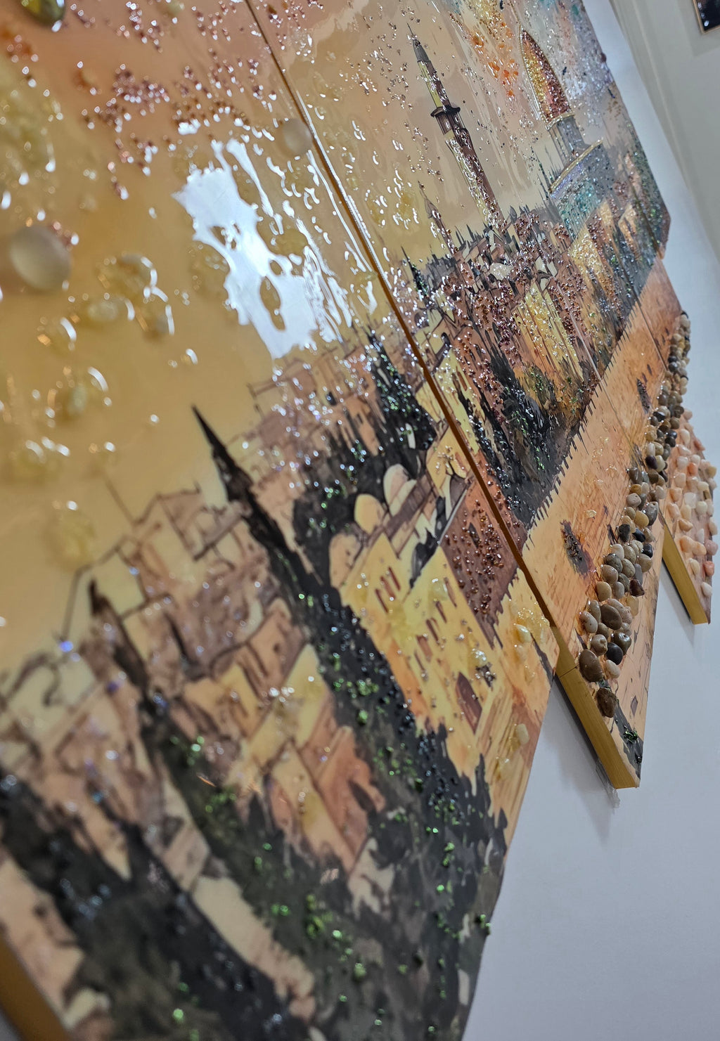 Golden Dome five-panel Jerusalem sunset mixed-media wall art — view 12