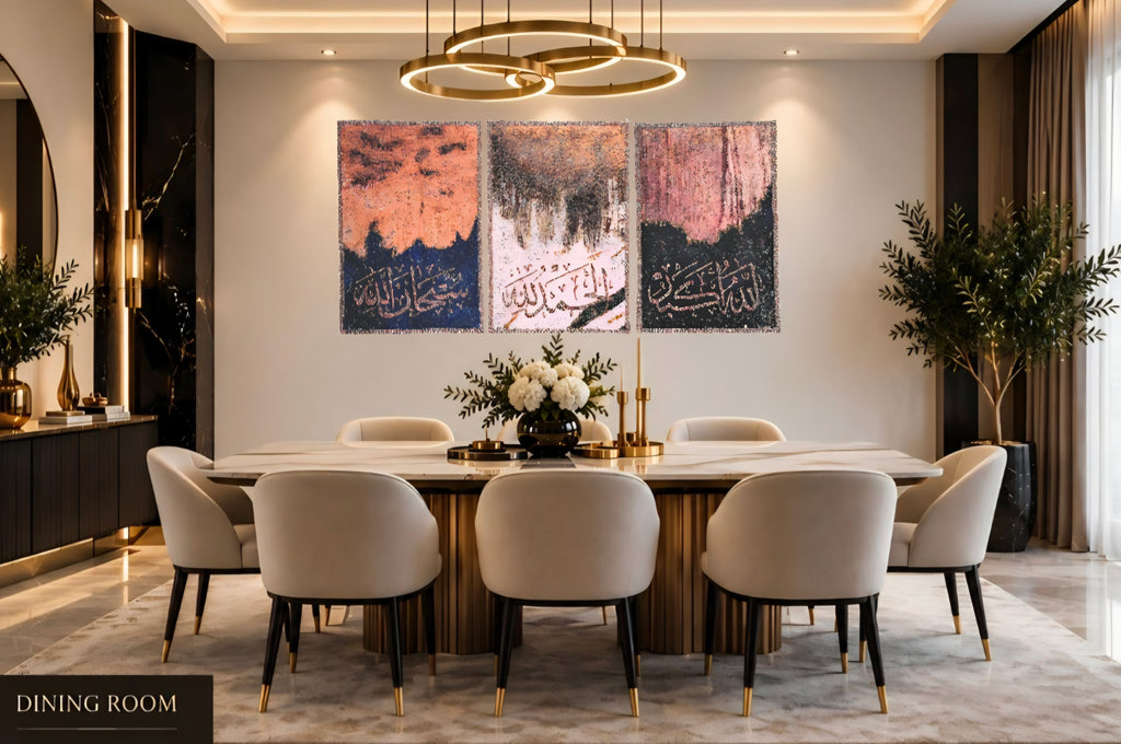 Tasabeeh Collection I three-panel Arabic calligraphy mixed-media wall art — view 13