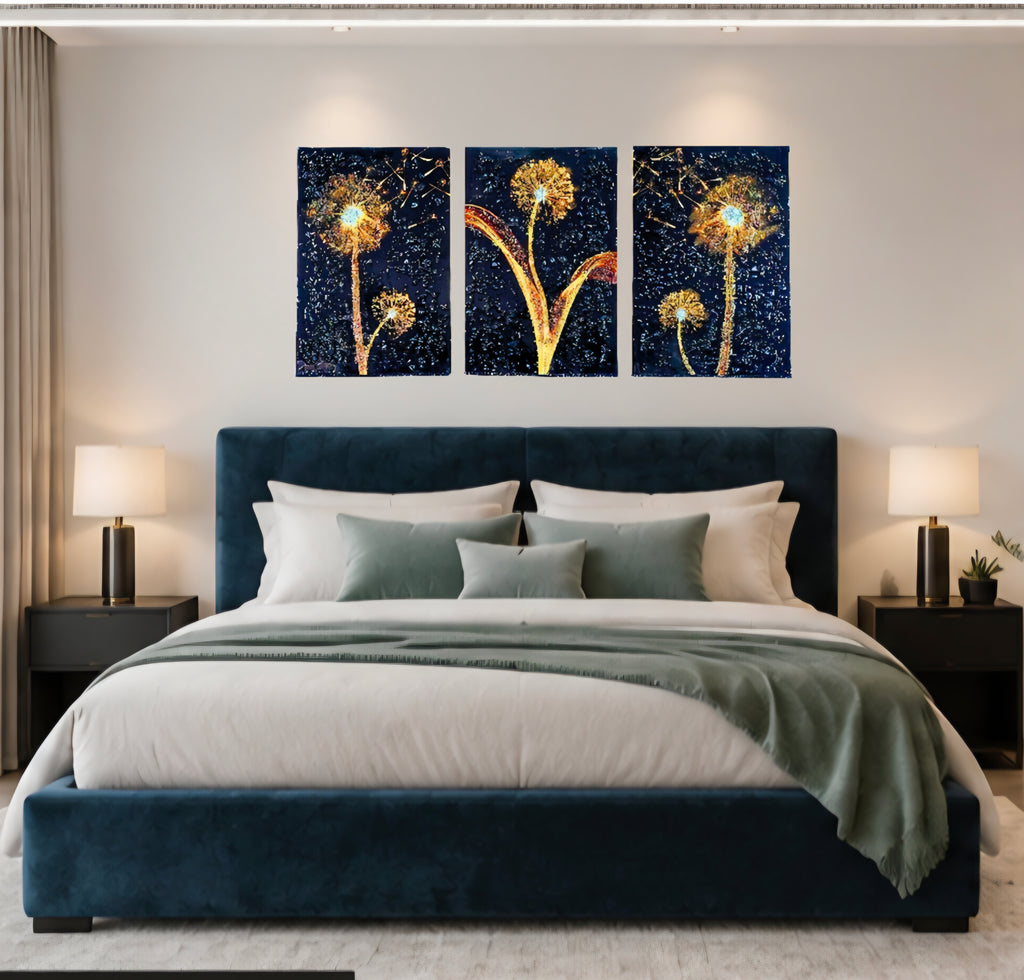 Whispers in the Wind three-panel dandelion mixed-media wall art — view 19