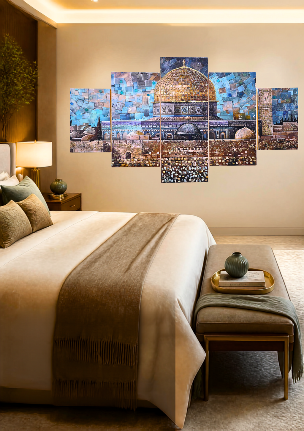 Emerald Dome five-panel Jerusalem mixed-media wall art — view 13