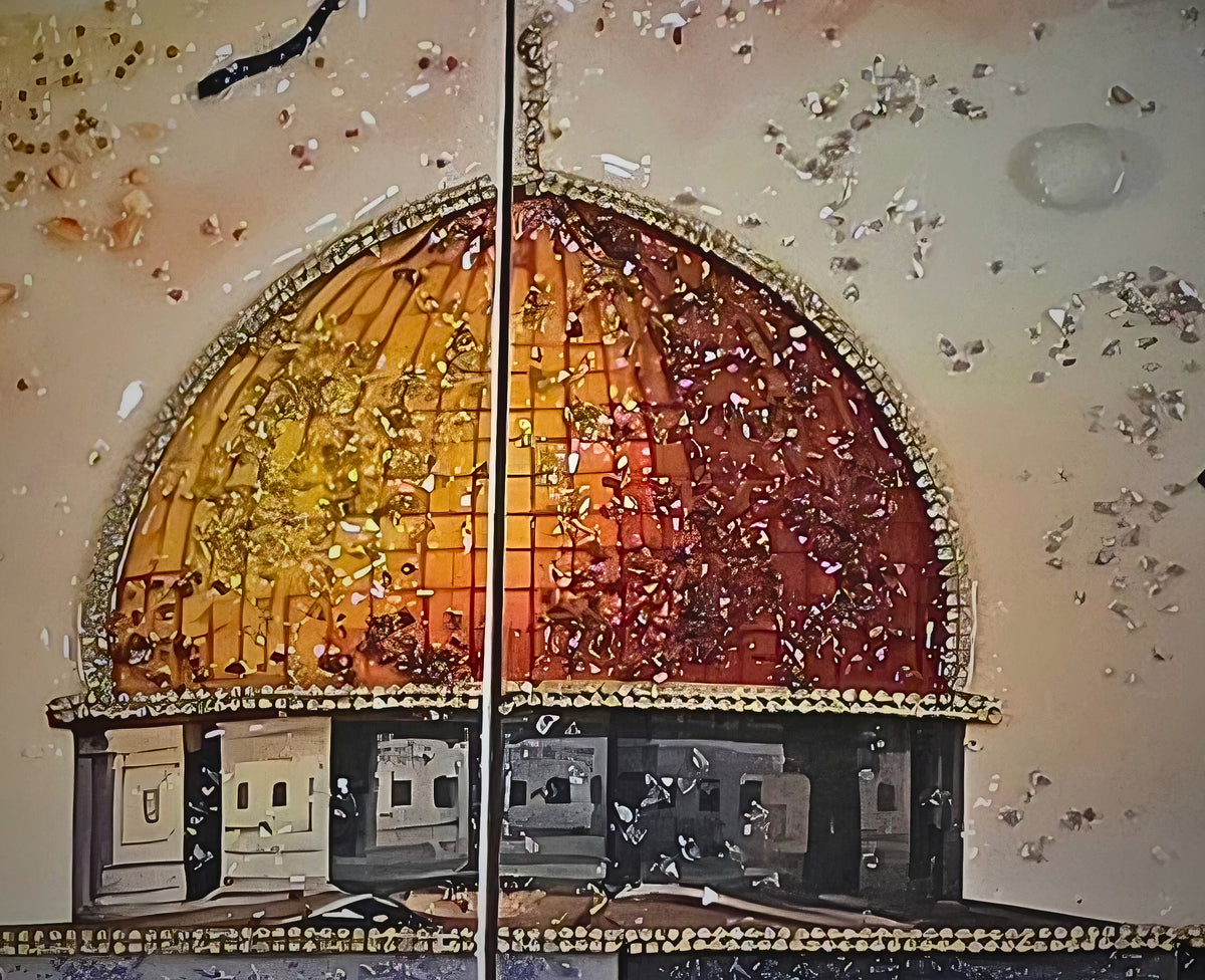 Golden Dome five-panel Jerusalem sunset mixed-media wall art — view 2