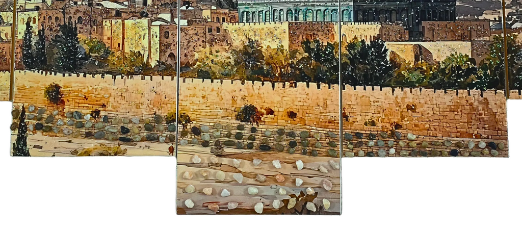 Golden Dome five-panel Jerusalem sunset mixed-media wall art — view 8