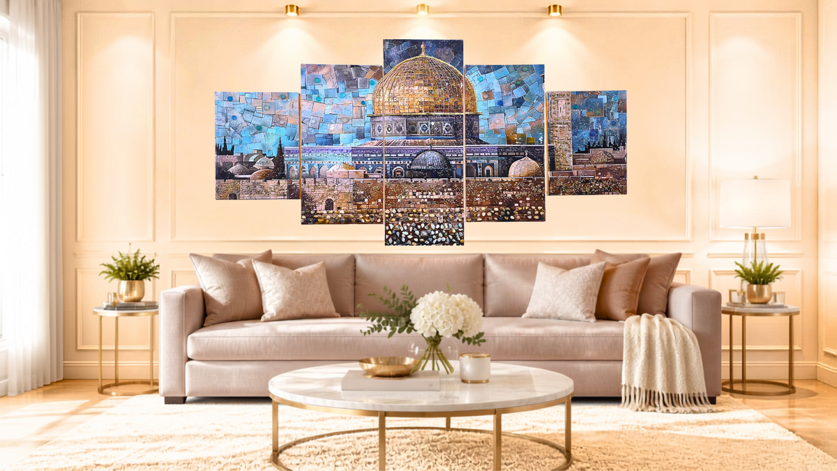 Emerald Dome five-panel Jerusalem mixed-media wall art — view 11