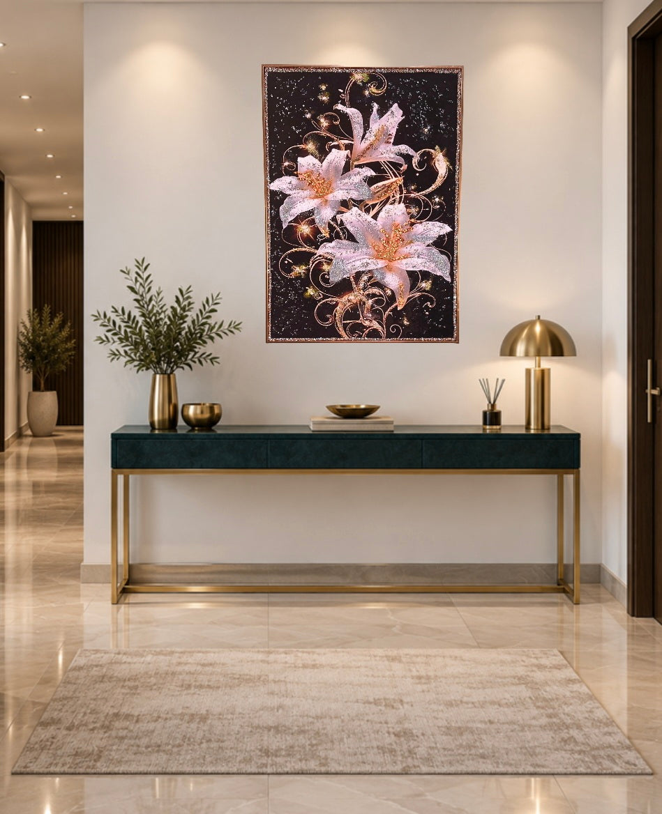 Lilies After Dark framed black ivory and gold floral mixed-media wall art — view 16