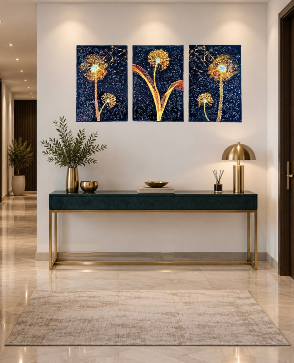 Whispers in the Wind three-panel dandelion mixed-media wall art — view 18