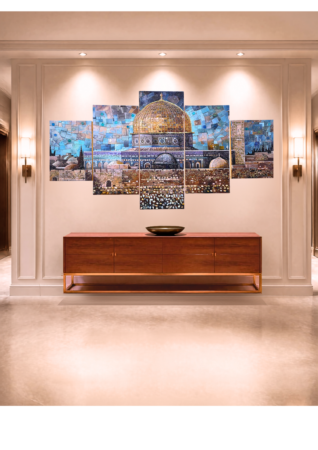 Emerald Dome five-panel Jerusalem mixed-media wall art — view 16