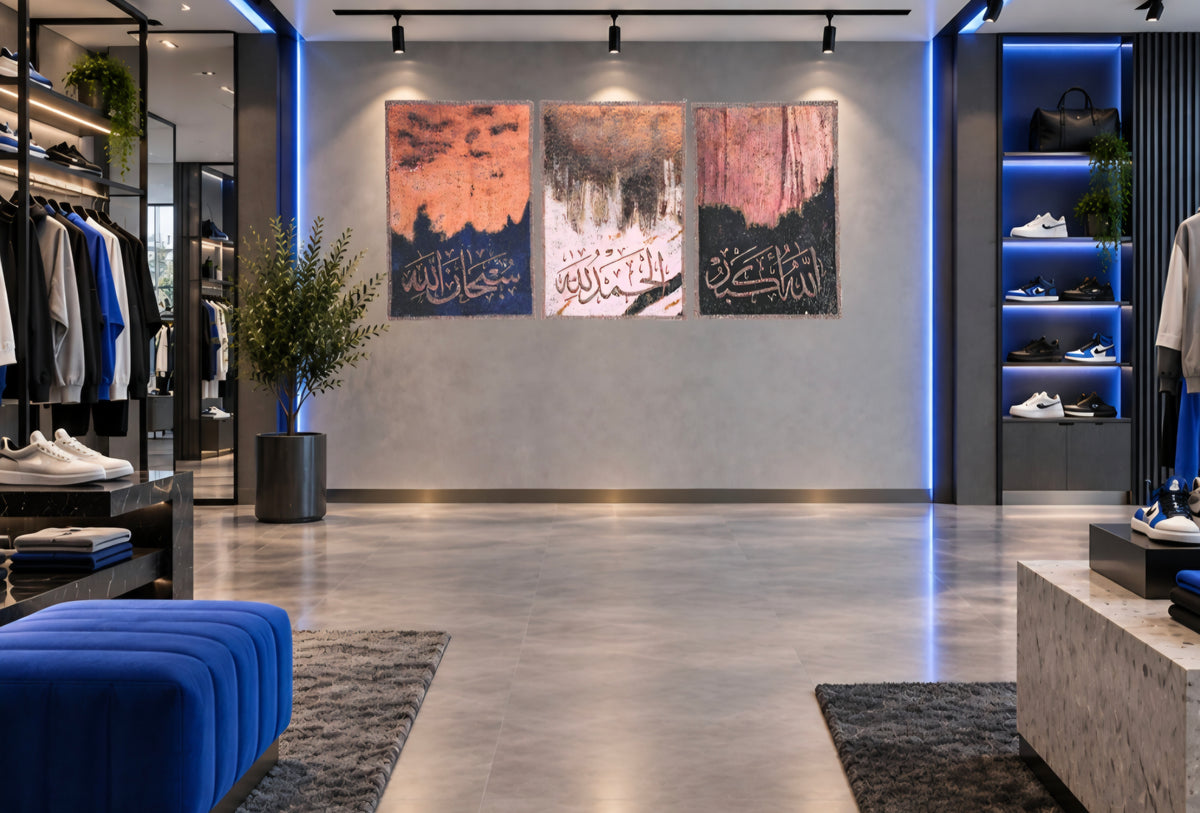 Tasabeeh Collection I three-panel Arabic calligraphy mixed-media wall art — view 23