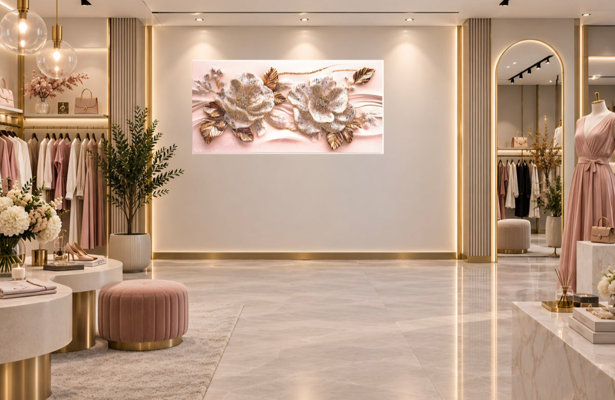Glow of Hibiscus white and gold floral mixed-media wall art — view 10