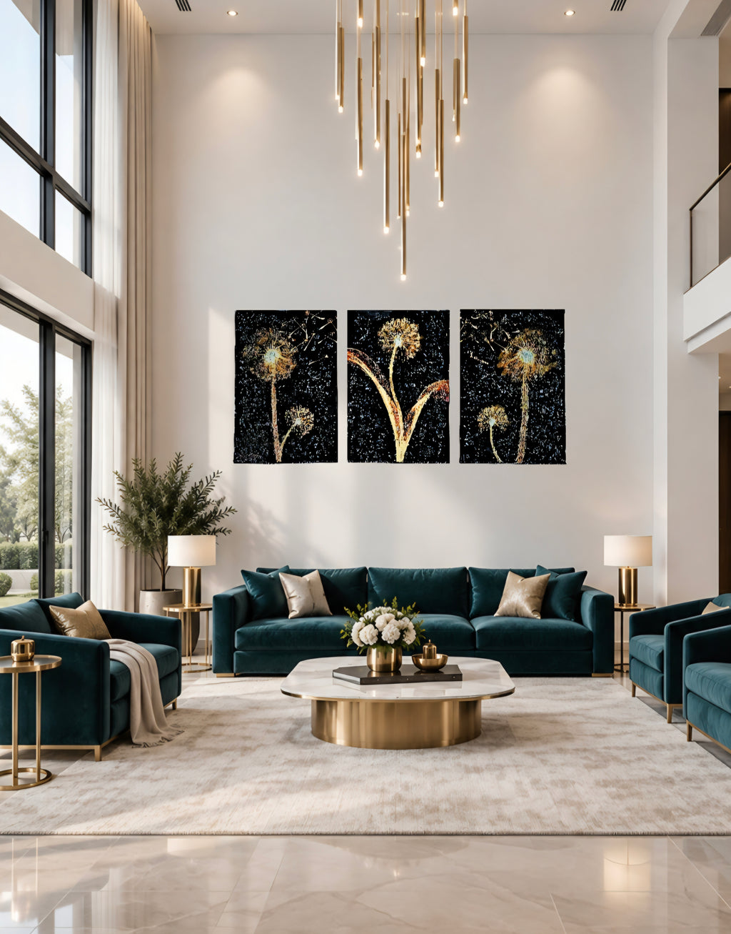 Whispers in the Wind three-panel dandelion mixed-media wall art — view 20