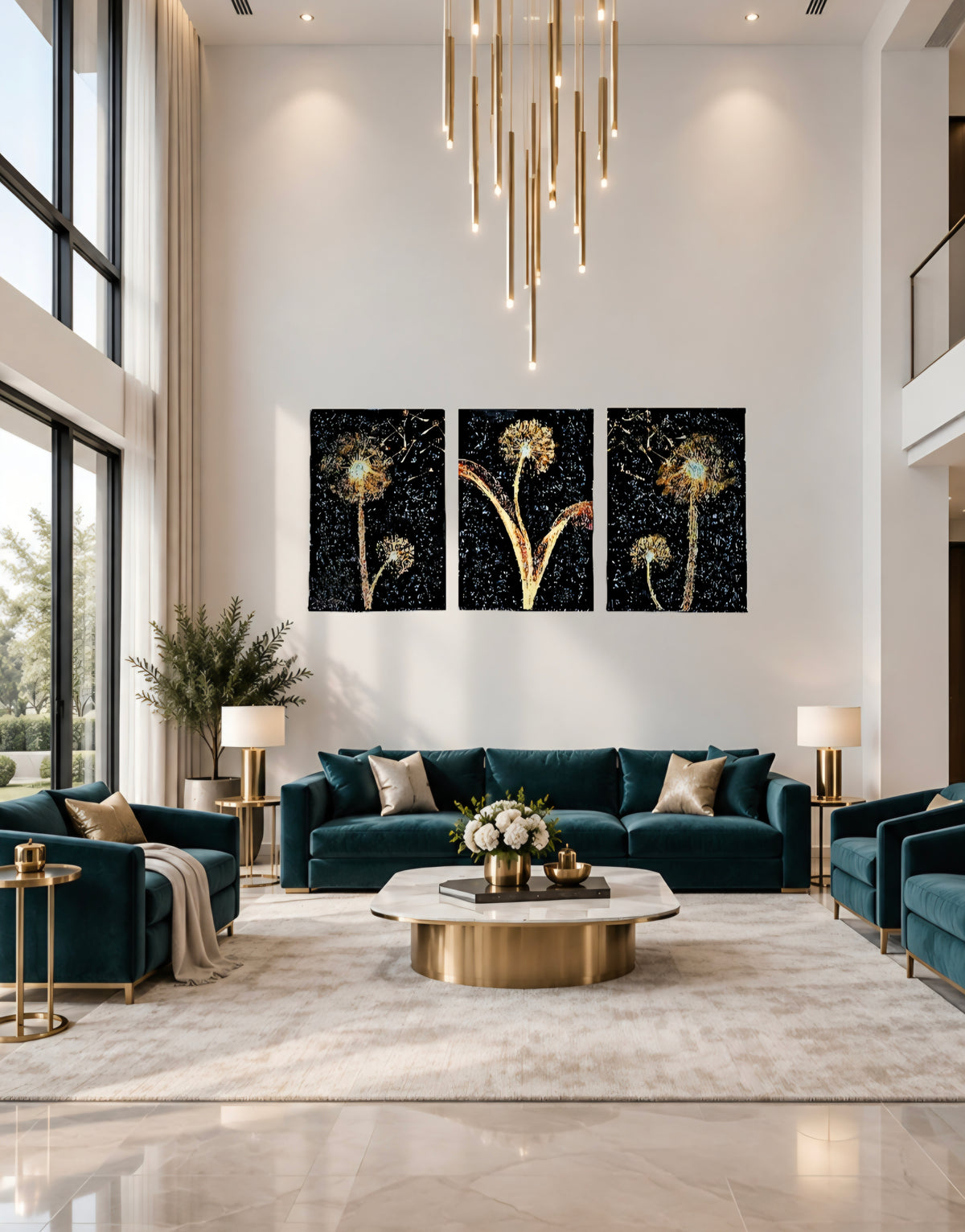 Whispers in the Wind three-panel dandelion mixed-media wall art — view 20
