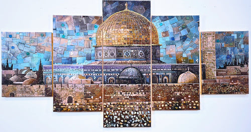 Emerald Dome five-panel Jerusalem mixed-media wall art