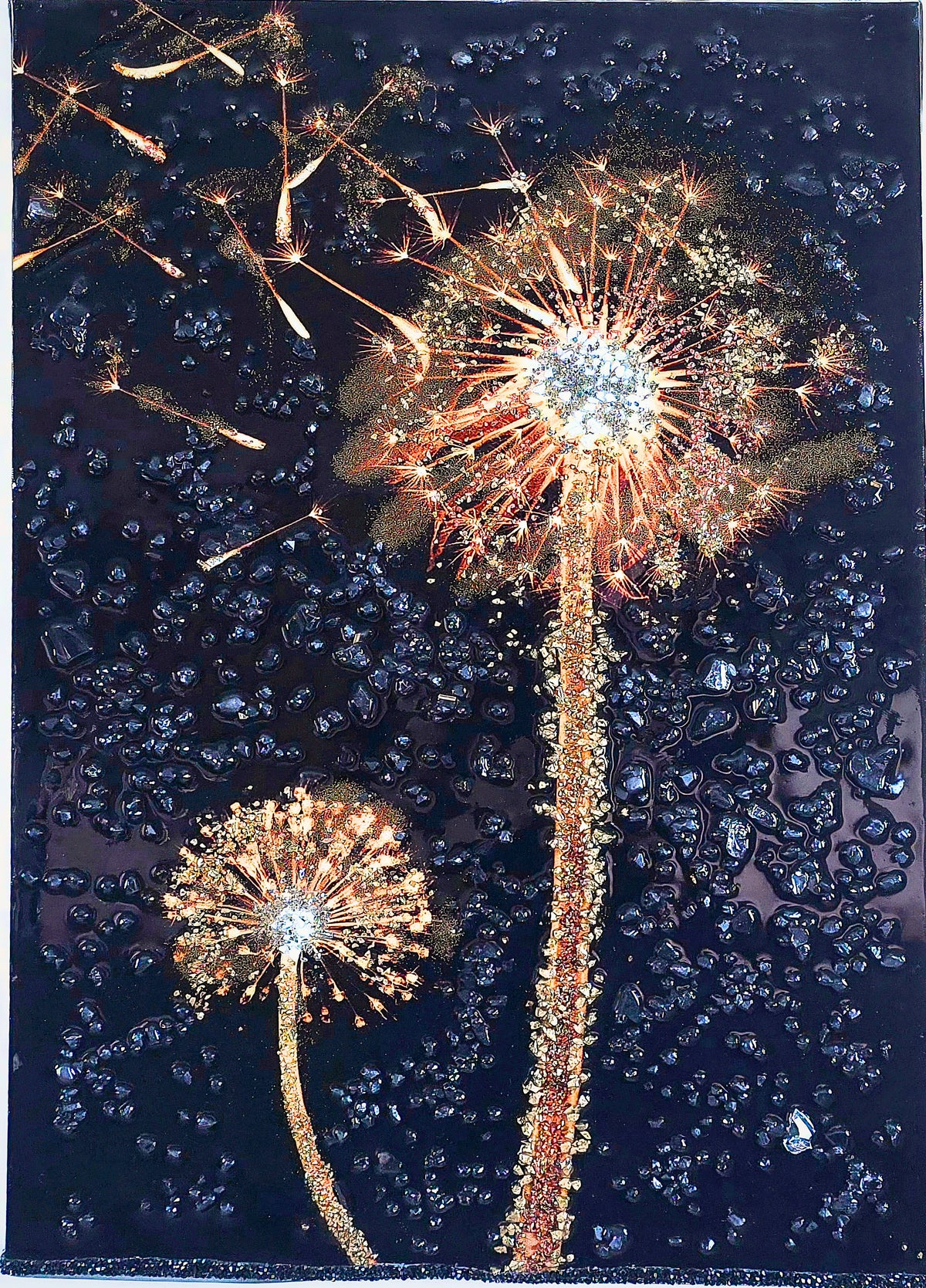 Whispers in the Wind three-panel dandelion mixed-media wall art — view 5