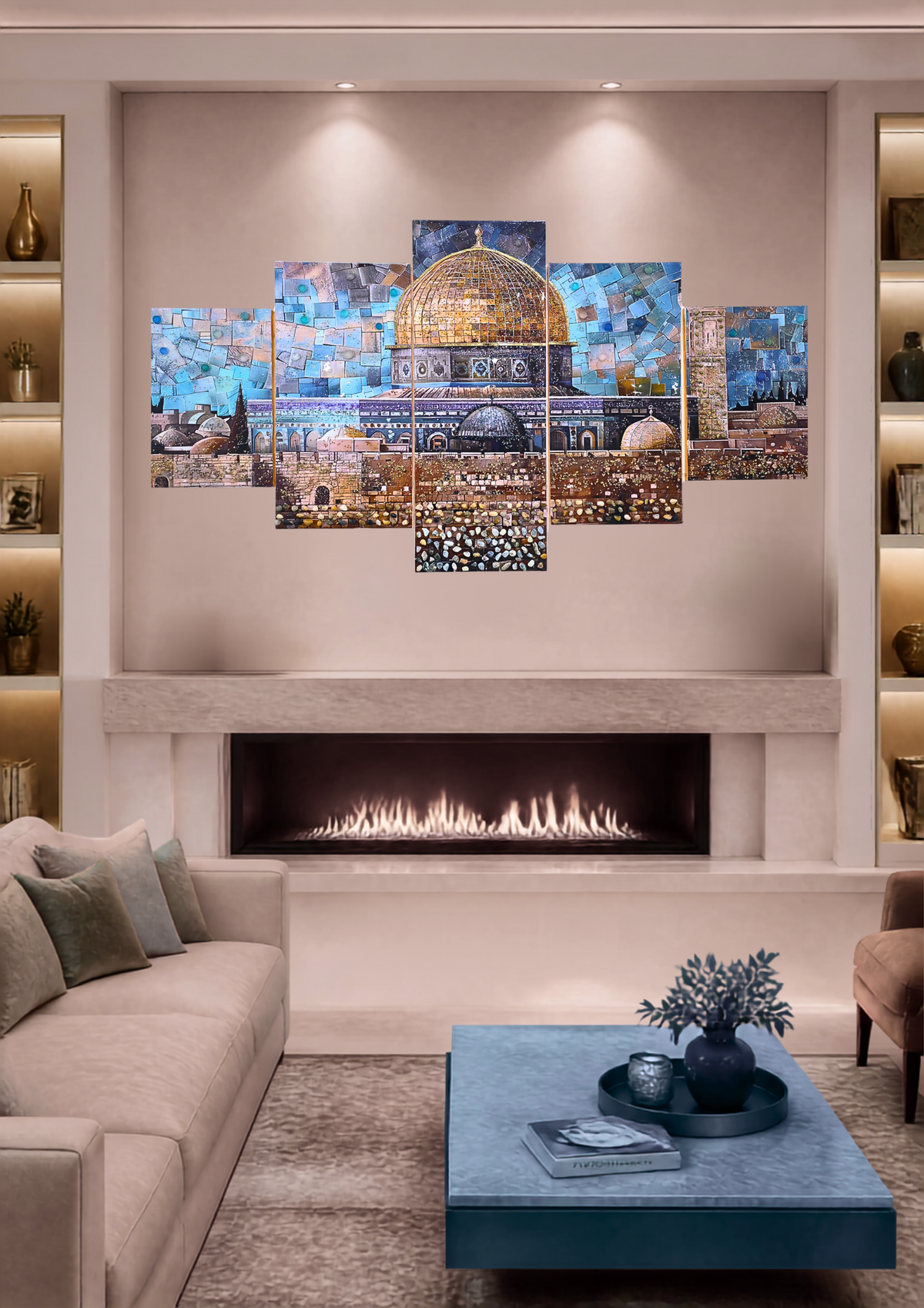 Emerald Dome five-panel Jerusalem mixed-media wall art — view 15