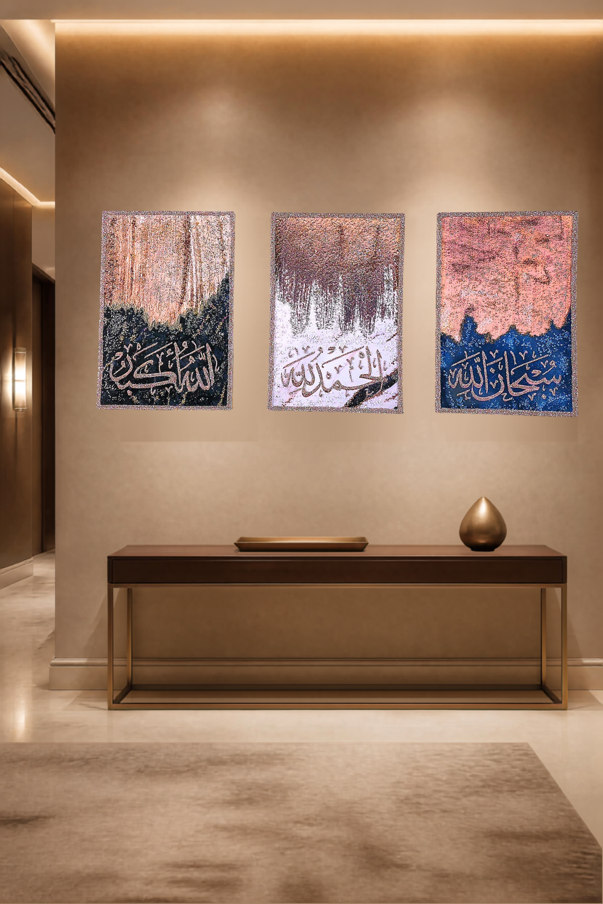 Tasabeeh Collection II three-panel Islamic calligraphy mixed-media wall art — view 15