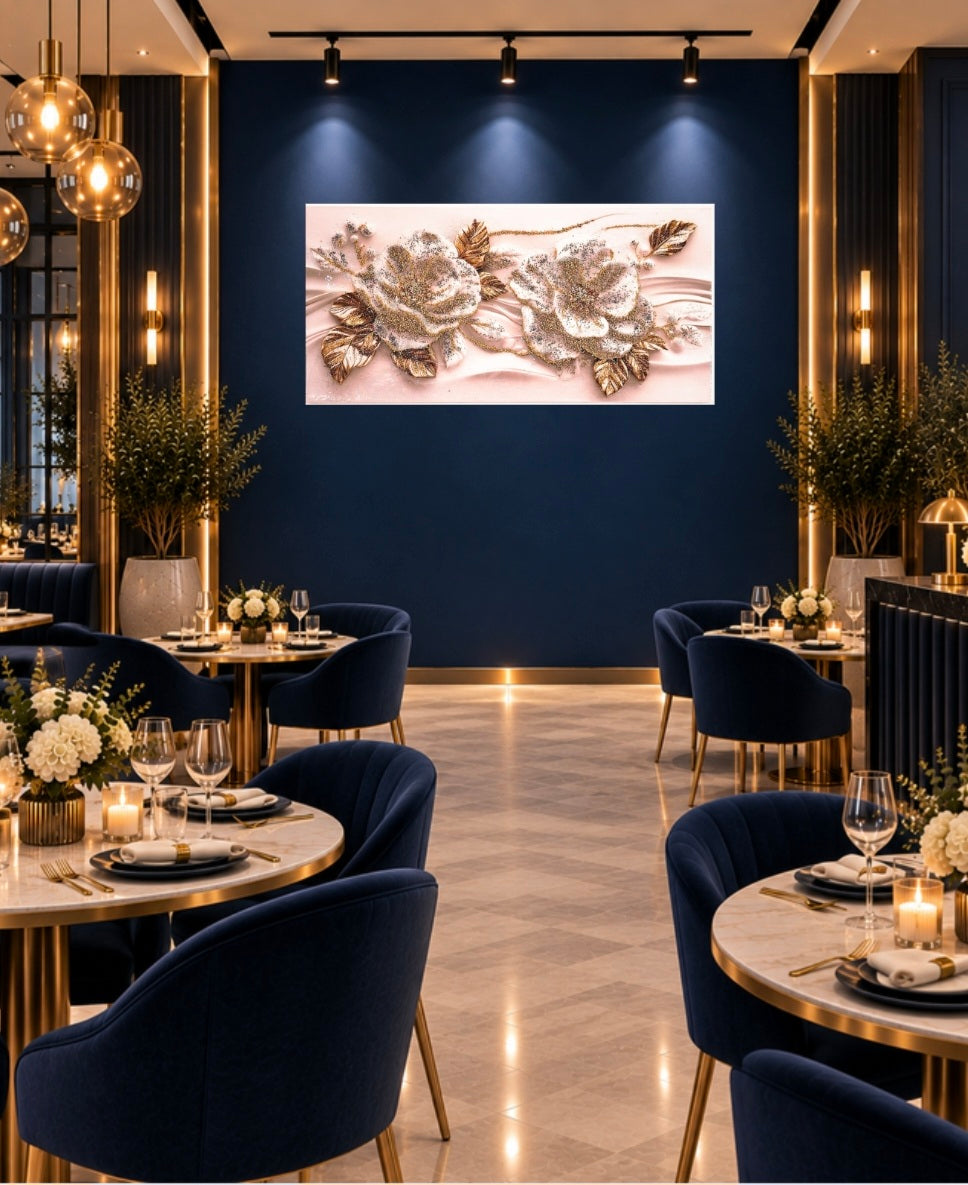 Glow of Hibiscus white and gold floral mixed-media wall art — view 17
