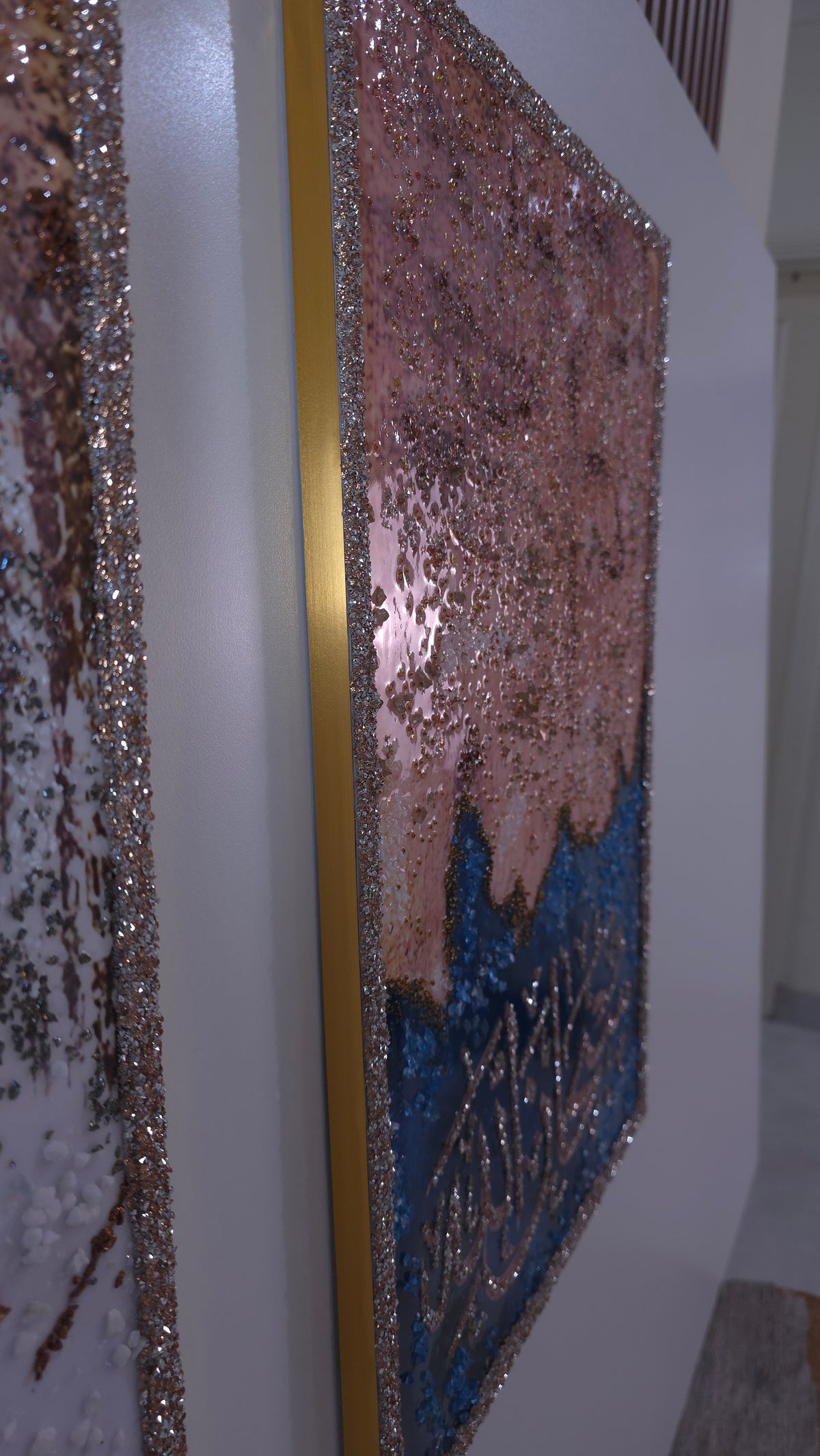 Tasabeeh Collection II hand-embellished three-piece wall art with Arabic remembrance calligraphy and gold-trimmed panels.