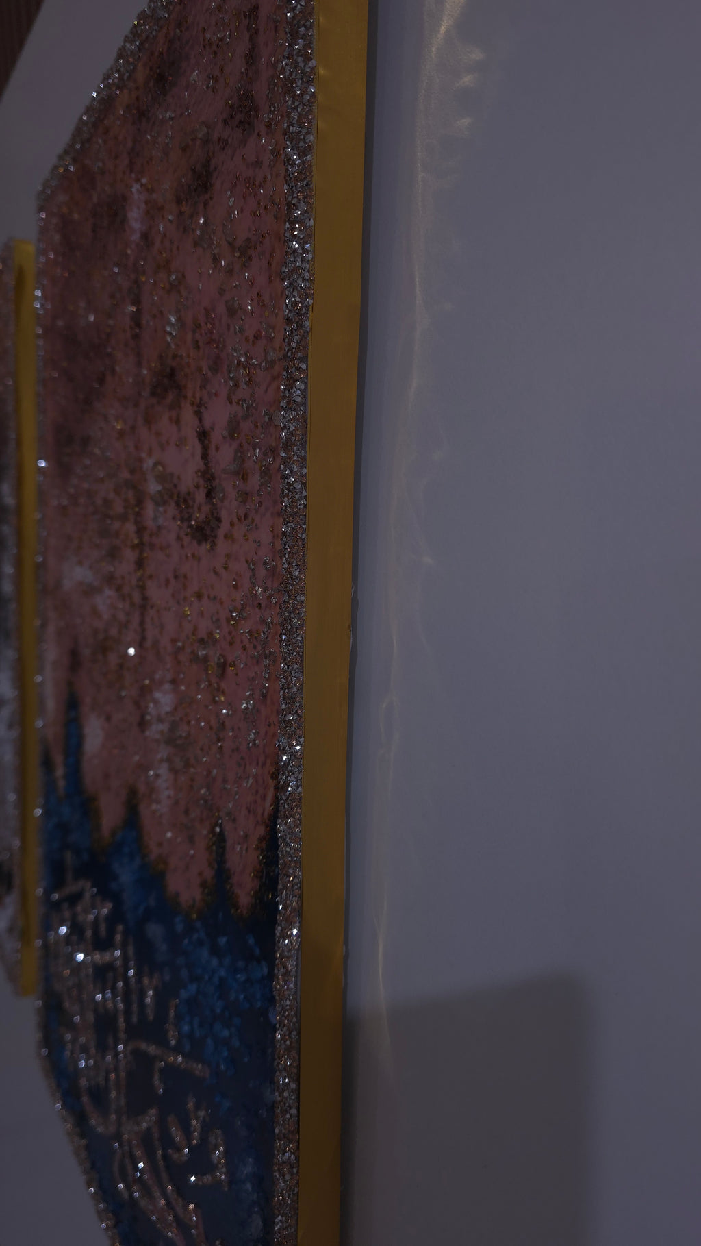 Mixed-media Tasabeeh Collection II Islamic wall art with dimensional stones, coloured glass and handcrafted details.
